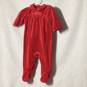 EUC Ralph Lauren red velour onesie